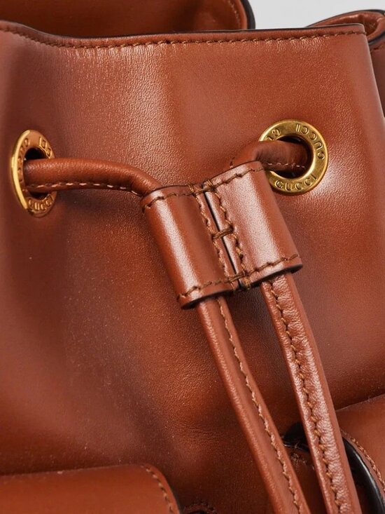 Gucci Brown Smooth Leather Bamboo Handle Small Backpack Bag main image 5